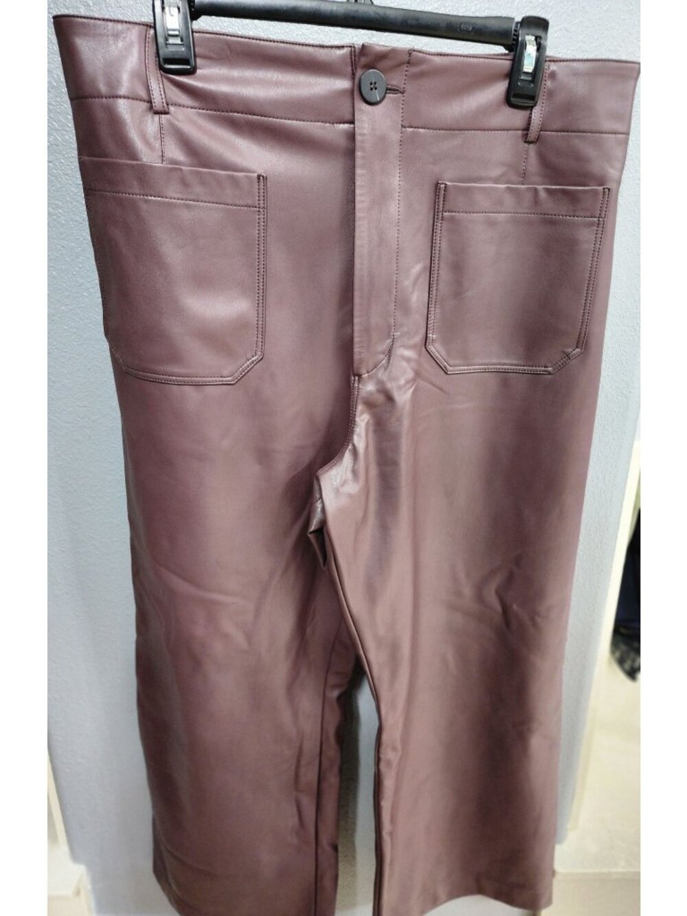 Anthropologie Maeve The Colette Women's Faux Leather Straight Leg Utility Pants